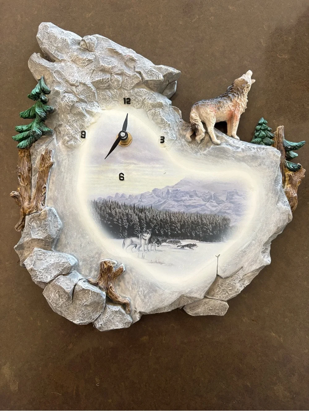 Spirit of the Wolf Clock Wall Clock American 41048 Rustic Clock Mountain Cabin